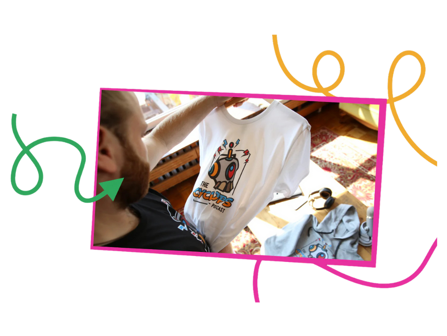 photo of a buyer holding the custom tshirt they ordered from tiktok shop